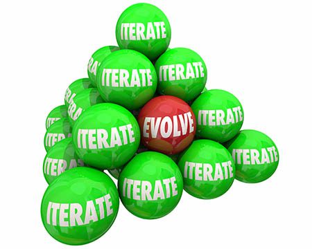 Evolve Vs Iterate Major Change Ball Pyramid 3d Illustration