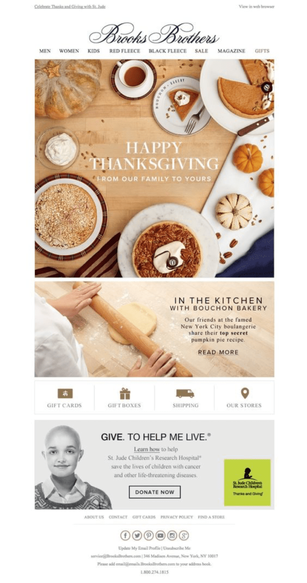 thanksgiving email