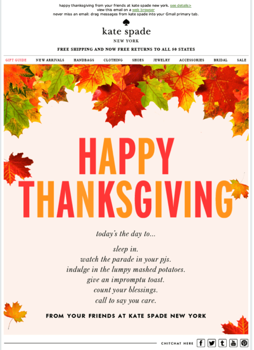 thanksgiving email