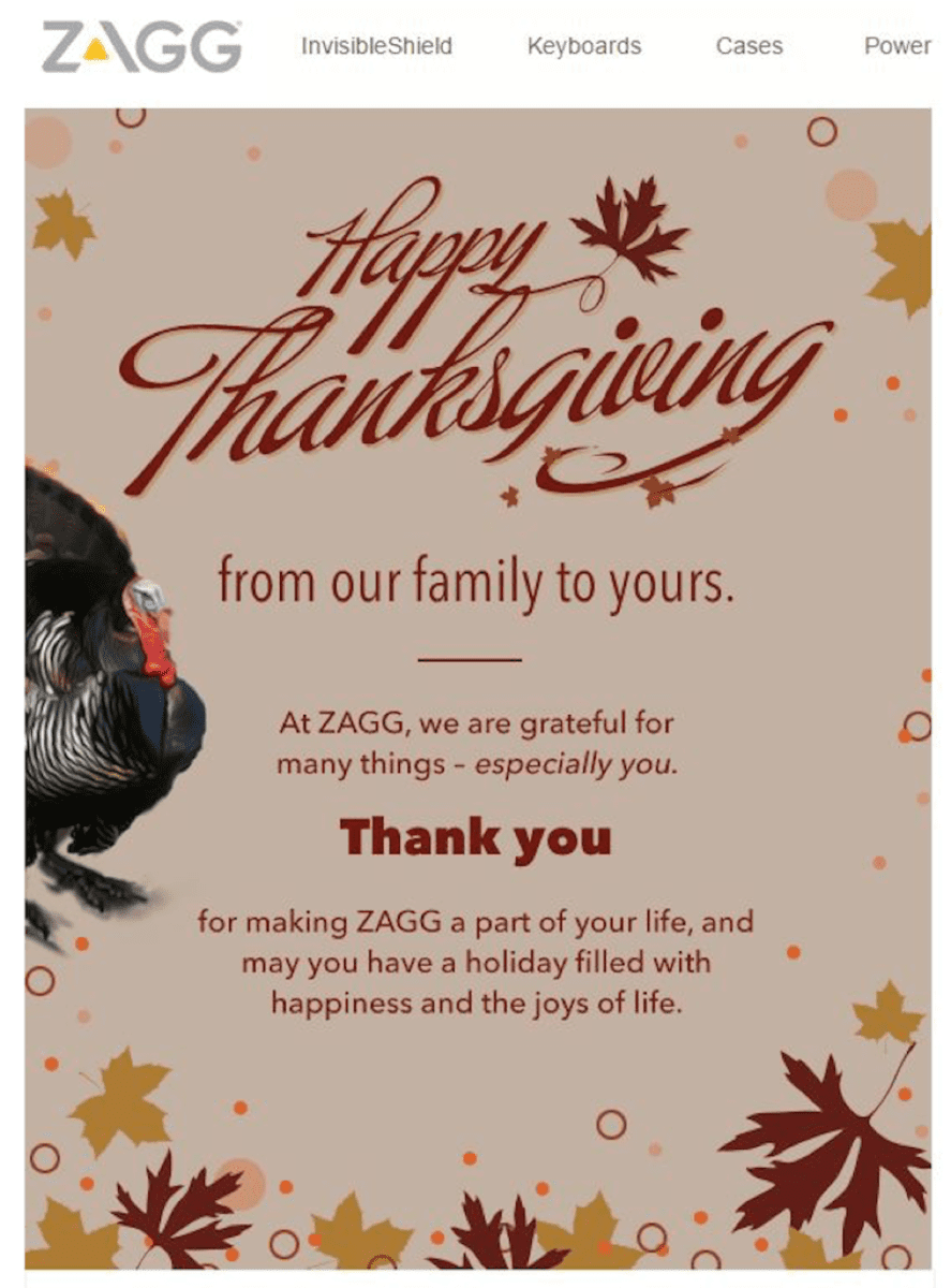 thanksgiving email