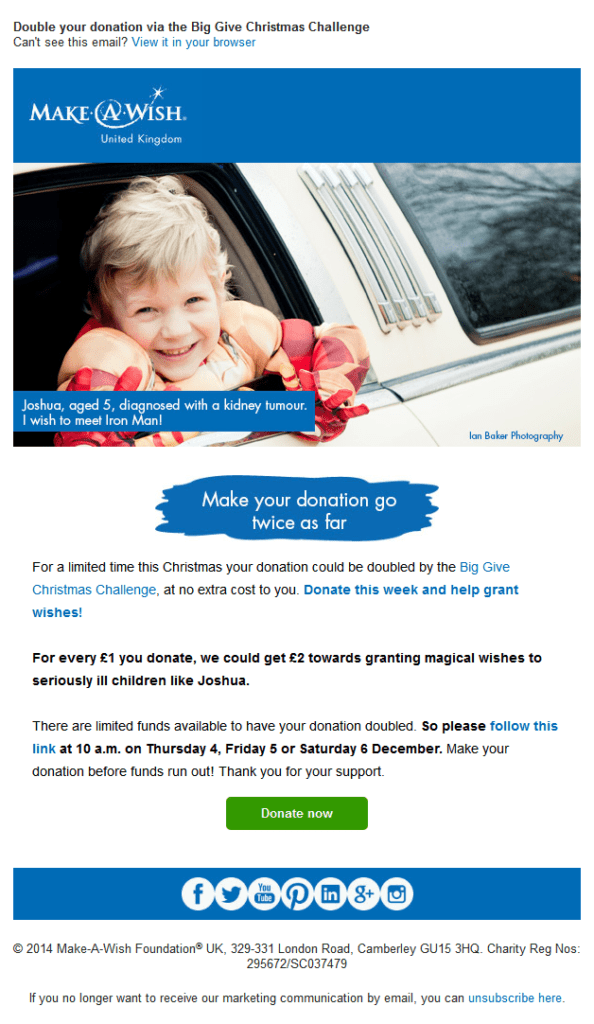 Charity email template example
